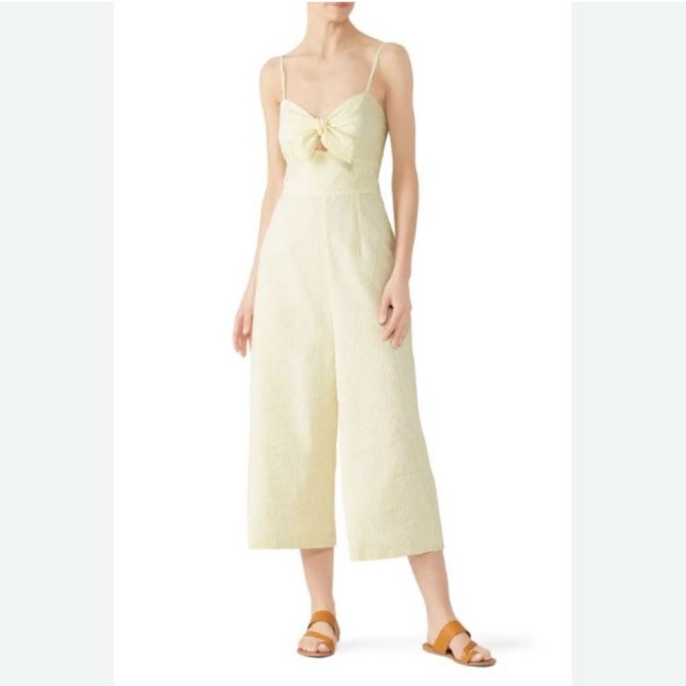 Hutch Anthropologie Yellow and White Seersucker Striped Jumpsuit